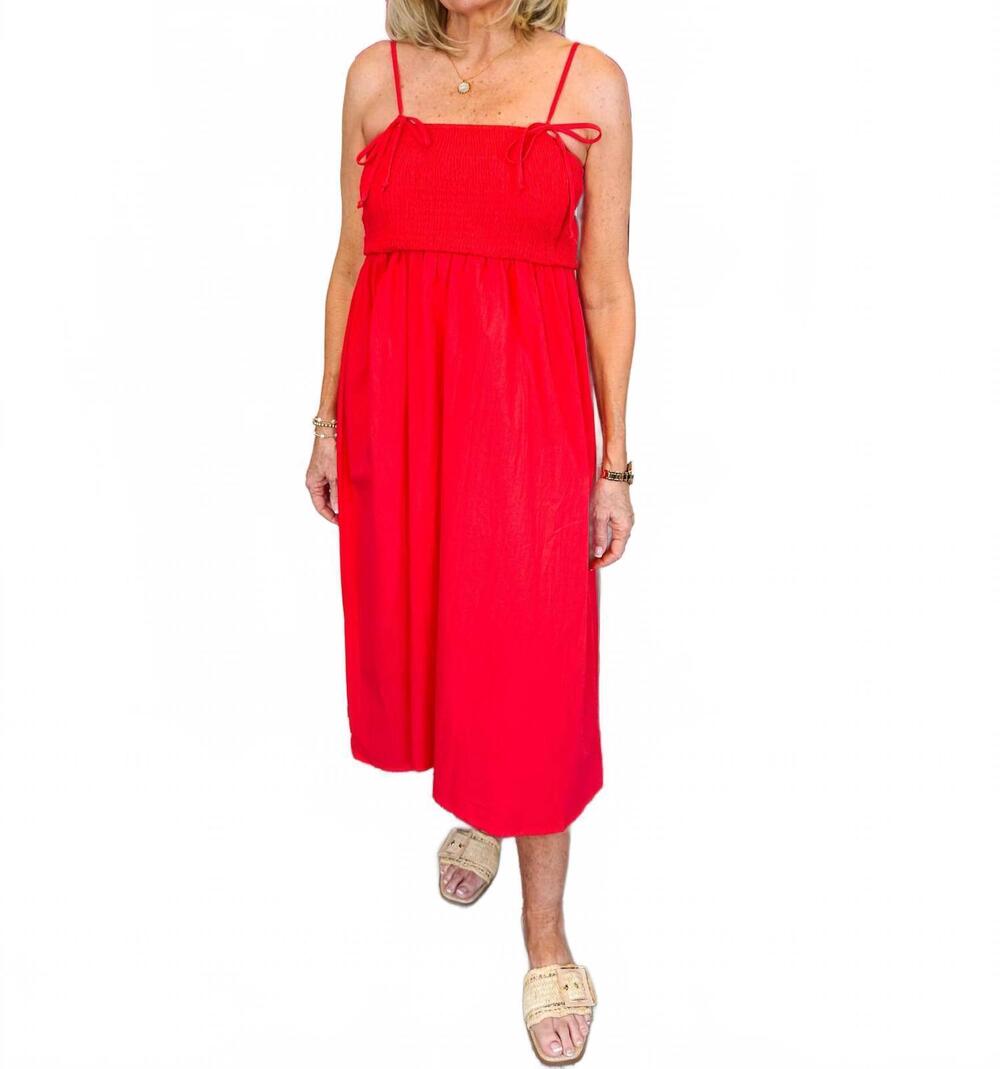 NEW BY TOGETHER rouge smocked dress in red